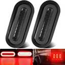 2Pcs 6" inch Smoked Lens Oval Red 52 LEDs Trailer Boat Halo Brake Stop Running Turn Signal Tail Lights w/Rubber Grommet, Sealed Submersible IP67 for Truck/RV/Van, DC 12V