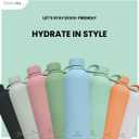 Ecco Joy Reusable Stainless Steel water bottles - insulated Water Bottle - Thermos soft touch with neck tags - travel water bottle - Long Lasting Hot or Cold Drinks  Teal