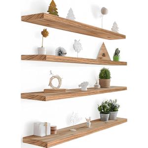 36 Inch Floating Shelves for Wall Rustic Light Wood Wall Shelves for Bedroom Set of 4