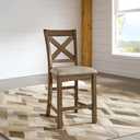 Signature Design by Ashley Moriville Rustic Farmhouse 24.5" Upholstered Barstool, 2 Count, Beige & Brown