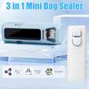 Mini Bag Sealer with Cutter and Magnet, 3-in-1 Rechargeable Magnetic Food Sealer & Cutter, USB Portable Handheld Heat Sealing Tool for Snacks, Chips, Vegetables to Keep Food Fresh (White)