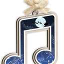 5 x Music Note Xmas Ornament - Musical Notes Ornaments for Musicians, Music Lovers, Men & Women - Santa Secret, Gift Exchange Idea - Chirstmas Night Song Themed Decorations, 2 Layer Wood