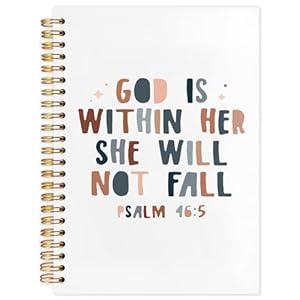 SNNDER Boho Christian Journals for Women, God is Within Her She Will Not Fall Bible Journaling Notebook, Church Notes Journal, Scripture Hardcover Spiral Notebook 5.5x8.3 Inch