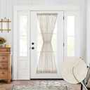 jinchan Sheer Door Curtain 72 Inches Floral Embroidered Semi-Sheer Embroidery Voile Floral French Door Curtain Light Filtering Drape Rod Pocket 1 Panel Beige (55"W x 72"L (Pack of 1))