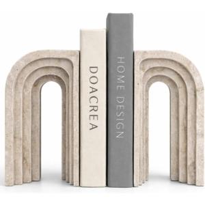 Decorative Bookends for Shelves  Heavy Duty Book Ends for Heavy Books, Stone-Inspired Composite Bookends, Non-Slip Base, Modern Home Office Decor, Gift Box Included, Set of 2