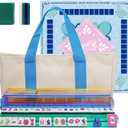 American Mahjong Game Set, Portable Carrying Bag,Acrylic 160 Tiles,Western Mahjong Tiles Set,Complete Ma Jong Set (Green), 30Mm X 23Mm X 13Mm