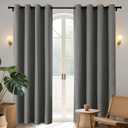 Joydeco Blackout Curtains 84 Inches Long 2 Panels Burg, Room Darkening Curtains for Bedroom, 100% Black Out Textured Thermal Drapes Privacy Protection 2 Panels Set(W52 x L84 Inch, Grey)