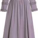 Colonial Dress Womens Pioneer Costume Historical Clothing, Purple Medium