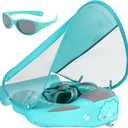 Mambobaby Float with Canopy and Tail New Upgraded Non-Inflatable Baby Pool Float Mambo Float Swim Trainer Solid Infant Swim Float Adjustable Pearl Foam Baby Swim Ring