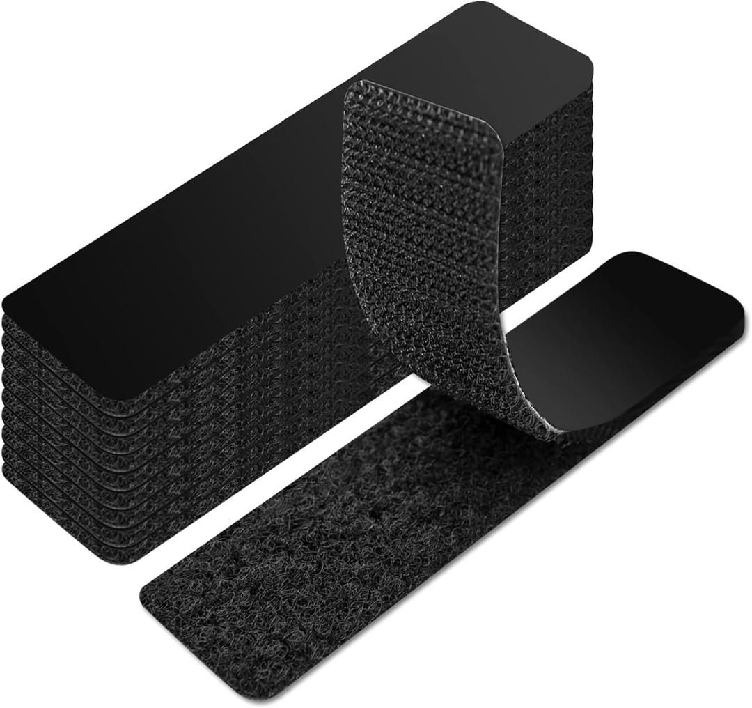 Art3d 16 Sets Hook and Loop Tape Sticky Back,1 in.x 4 in. Double-Sided Adhesive Strip,Heavy Duty (Black)