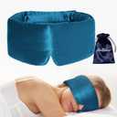 100% Natural Silk Eye Mask for Women Men, Soft Pressureless Cooling Blackout Eye Covers for Sleeping, Large Size Sleep Mask fits All Heads Adjustable, 1PC, Vivid Blue
