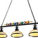 Adjustable Pool Table Lights for 7'-8' Billiard Light Hanging Pool Table Light Fixture Lighting Pendant Lamp with Glass Shades for Game Rooms (Bulb Not Included)(3 Lights)