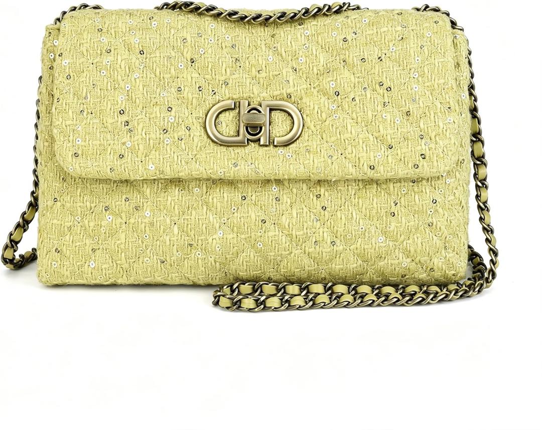 Tweed Crossbody Bag for Women,Elegant Quilted Shoulder Bag for Women,Evening Clutch for Weddings