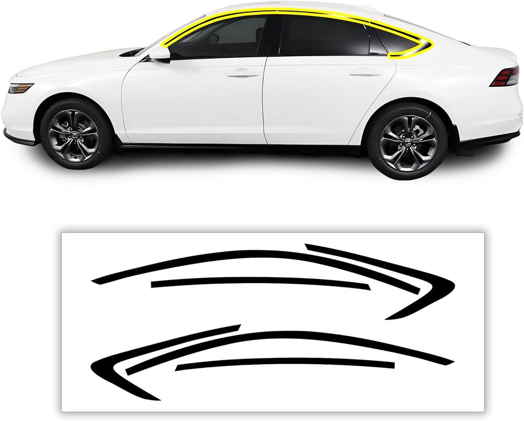 BOGAR TECH DESIGNS for Honda Accord 2023-2025 Side Window Chrome Delete Sticker Decal Vinyl Film Replacement, Gloss Black