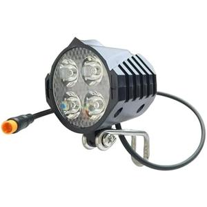 Electric Bike LED Headlight 36V 48V 12V-60V Bike Front Light with Built-in Horn 4 Lights 3 Pin Connector for Night Riding Waterproof Bicycle Horn Headlight for E-Scooter
