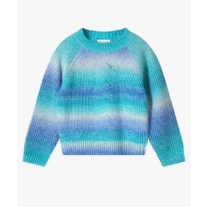 Girls Striped Sweaters Gradient Long Sleeve Cable Knit Sweater Chunky Pullover Jumper Fall Winter 13-14Y