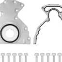 Engine Rear Main Seal Cover Kit with Gasket & Bolt Compatible with Cadillac Escalade, GMC Yukon Sierra, Chevy Suburban Silverado Tahoe Express 4.8 5.3 6.0 6.2L Replace# 635-518 12633579 12639250