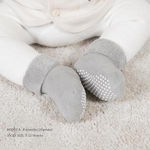 VWU Baby Toddler Kids Ankle Crew Socks with Grips Unisex Warm Thick Cotton Winter Socks 1-3T  (2 Grey )