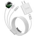 Travel Essentials for Apple Watch Charger,iPhone Charger,Type C Multi Fast Charging Cable Cord with 20W Charger Block,Portable Designed for iWatch 11-2,iPhone 17-11,Galaxy 25,Home,Office-5FT
