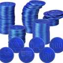 Zubebe 300 Pieces Plastic Hanukkah Gelt Coins Bulk Dreidel Menorah Star of David Design Coins for Hanukkah Party Favors Decorations, 6 Styles for Treasure Hunt Game (Blue)