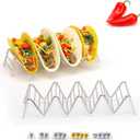 Taco Holders Set of 2 Premium Stainless Steel Stackable Stands, Each Rack Holds 4 or 5 Hard or Soft Tacos, Five Styles By 2lbDepot