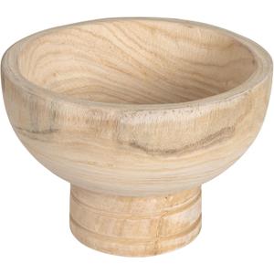 Creative Co-Op Round Paulownia Wood Pedestal Bowl, Natural
