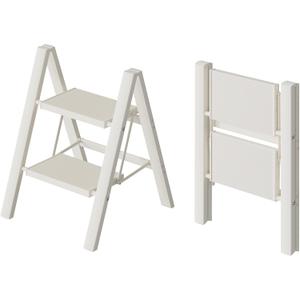 HillhutApex 2 Step Ladder, Lightweight Portable 2 Step Stool with Anti-Slip Wide Pedal, 330lbs Capacity Aluminum Ladder for Household,Office,Library(White)