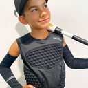 COOLOMG Youth Baseball Chest Protector Padded Compression Shirt Sleeveless Softball Football Lacrosse Rib Heart Sternum Guard, Large