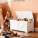 VEVOR Kids Storage Bench, Wooden Toy Box Chest, Large Storage Cabinet with Safety Hinge, Toddlers Storage Bench for Playroom, Living Room or Entryway, Easy Assembly, 38.98 x 15.55 x 18.9 in, White, 39 Inch