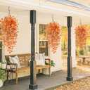 4Pcs Artificial Fall Flowers for Outdoors, UV Resistant Faux Mums Plants, Silk Fake Hanging Flowers for Autumn Porch Planter Patio Yard Garden Decor (Orange Yellow)