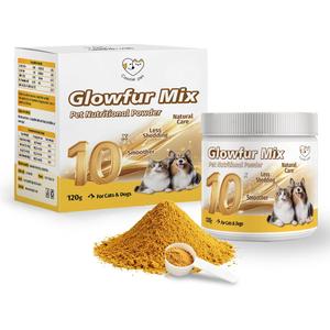 Glowfur Mix Nutritional Powder for Increase Skin & Coat Nutrition, Appetite Booster, Help with Digestion, Diarrhea, Constipation & Upset Stomach for Cats and Dogs 4.23oz (1 Box)