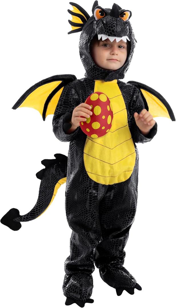 Spooktacular Creations Halloween Dragon Costume Toddler, Dinosaur Costume Kids with Eggs for Baby Halloween Dress Up Party (3T (3-4 yrs), Black)