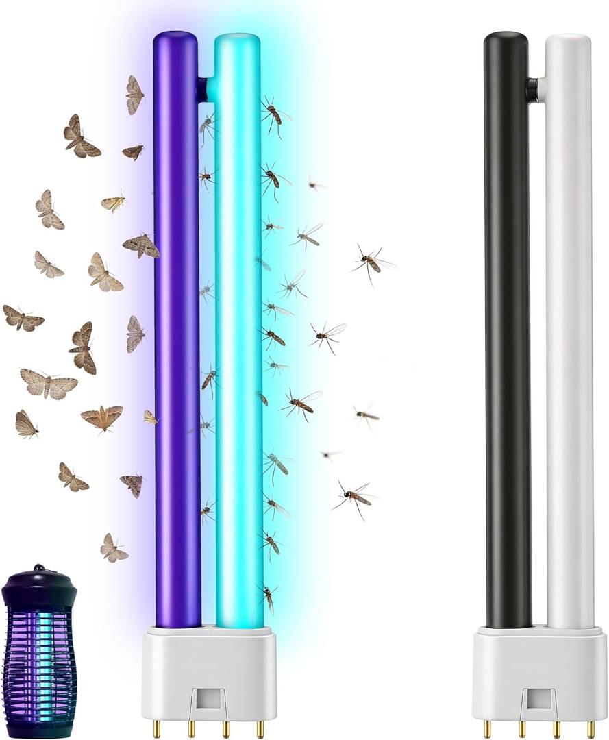2 Pack 2G11 18W Bug Zapper Light Bulb, Dual Color 4-Pin Base Bug Light Bulbs for Mosquito Indoor Outdoor, Upgraded H Shaped UV Tube Replacement Attract Mosquitoes & Flies Effectively