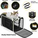 Conlun Cat Carrier Bag,Soft-Sided Pet Carriers for Dogs with 4-Sided Mesh,Airline Approved Cat Transport Carrier for Small&Medium Cats Kitten Puppy Up to 15Lb,Collapsible Cat Travel Carrier-M,Black
