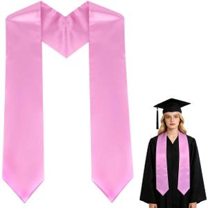 60 Inch Graduation Stole, Plain Graduation Sash Unisex Graduation Stole Class of 2026 2025 for Academic and Choral (Pink)
