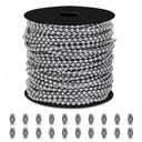 50ft Ball Bead Chain, Galvanized Steel, #10/4.5mm Bead Chain for Roller Shades, Blinds, Dog Tags, Jewelry & DIY Crafts (15M with Spool & 20pcs Connectors)