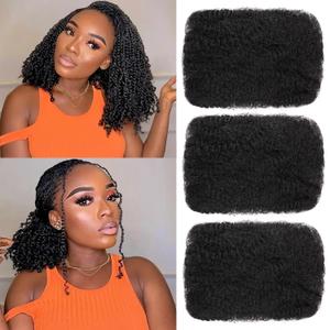 Unionbeauty Afro Kinky Bulk Human Hair 12 Inch 3 Packs Natural Black Afro Kinkys Bulk 100% Human Hair for Micro Twist Dreadlock Extensions Loc Repair Afro Kinky Bulk Human Braiding Hair 30g/Pack 1B#