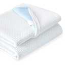 Subrtex Mattress Topper Cover (Only Cover) Mattress Protector Bedding Rayon Made from Bamboo Removable Mattress Encasement Mattress Cover with Zipper (4 Inch, White, Queen)