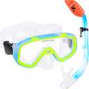 Kids Snorkel Set, Children Anti-Fog Diving Mask Swimming Goggles Dry Top Snorkel Equipment Snorkeling Packages Swimming Gear for Youth Boys Girls Age 5-10