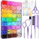 36 Colors Hair Rubber Bands for Hair, 2500 Pcs Elastic Hair Bands with 11 Hair Styling Tools, Colorful Elastic Hair Ties Toddler Hair Accessories for Girls Kids