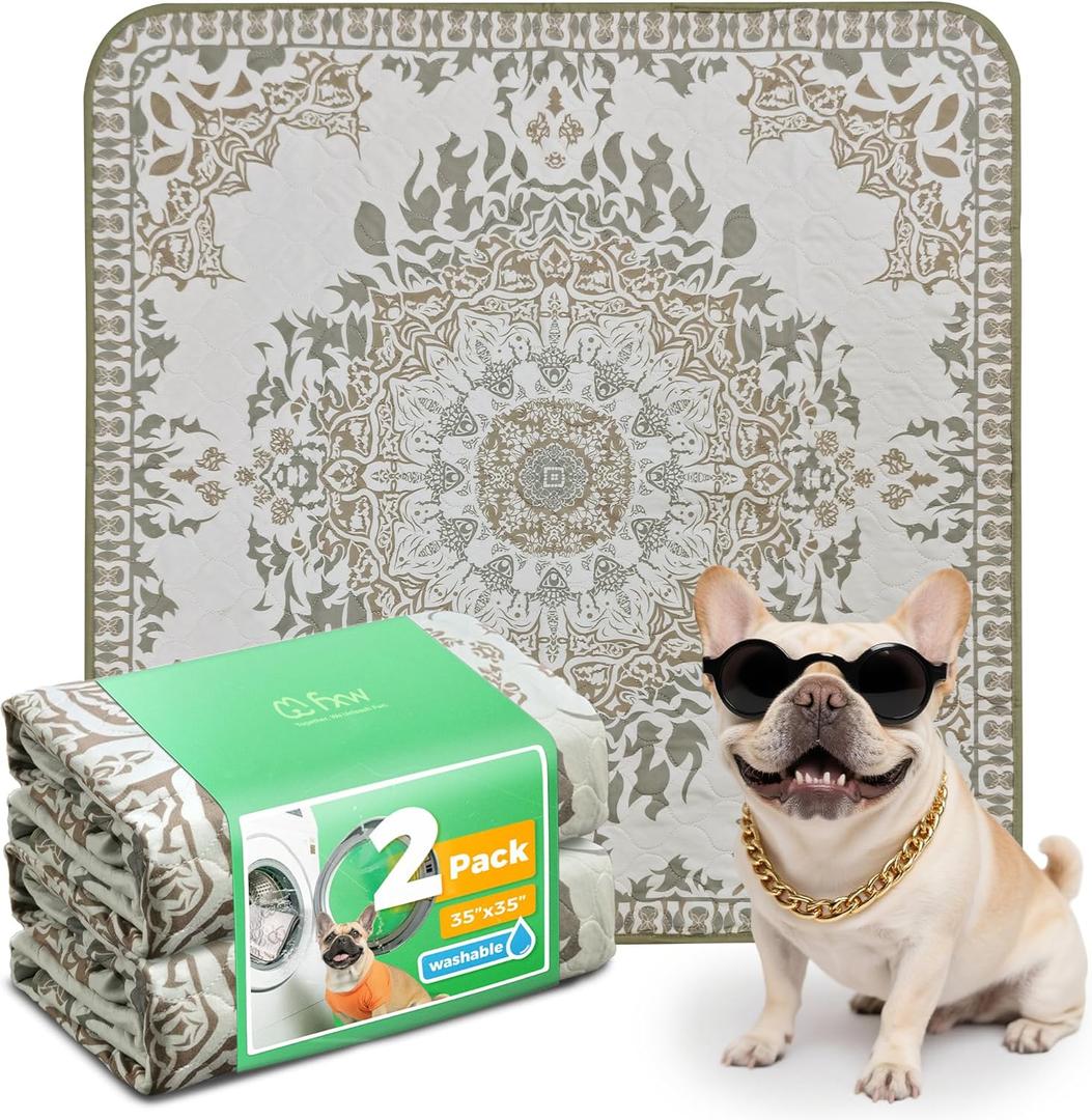 FXW Washable Pee Pads for Dogs, Puppy Pads with Super Absorbent, Specifically Designed for Potty Training, 35" Square, Boho, 2 Packs