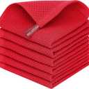 Homaxy 100% Cotton Waffle Weave Kitchen Dish Cloths, Ultra Soft Absorbent Quick Drying Dish Towels, 12 x 12 Inches, 6-Pack, Red