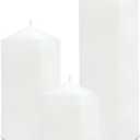 Pillar Candles 3 x 4, 6, and 8 inches, Large Handmade Candles Set of 3, Decorative Candles for Wedding, Home Decoration, Dinner, Church, (White)