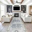 Washable 4x12 Wide Hallway Runners: Vintage Soft Runners for Living Room Bedroom Stain Resistant Carpet with Non-Slip Backing for Entryway Ktichen Ultra Thin Bathroom Carpet for Dining Room (Grey,4x12)