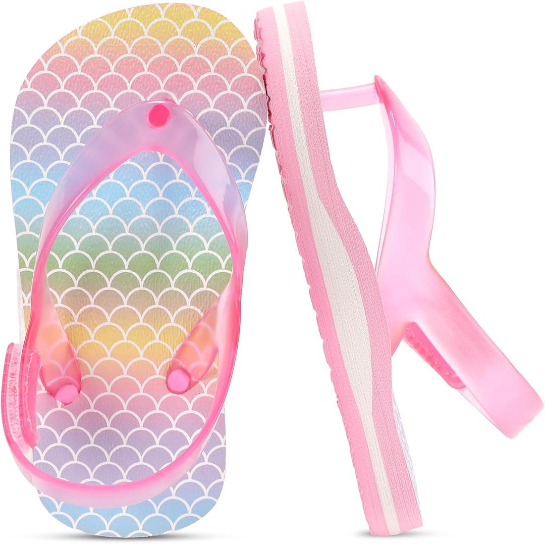 Toddler Flip Flops Girls Sandals Cute Jelly Boys Kids Flip-flops Adjustable Back Strap Non Slip Sole Lightweight Princess Sandal for Girl Swim Pool Summer Outdoor Beach