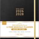 2026-2028 Monthly Planner - 3 Year Monthly Planner 2026-2028, Jan.2026 - Dec.2028, 8" x 10", Tabs + Back Pocket + Hardcover- Black