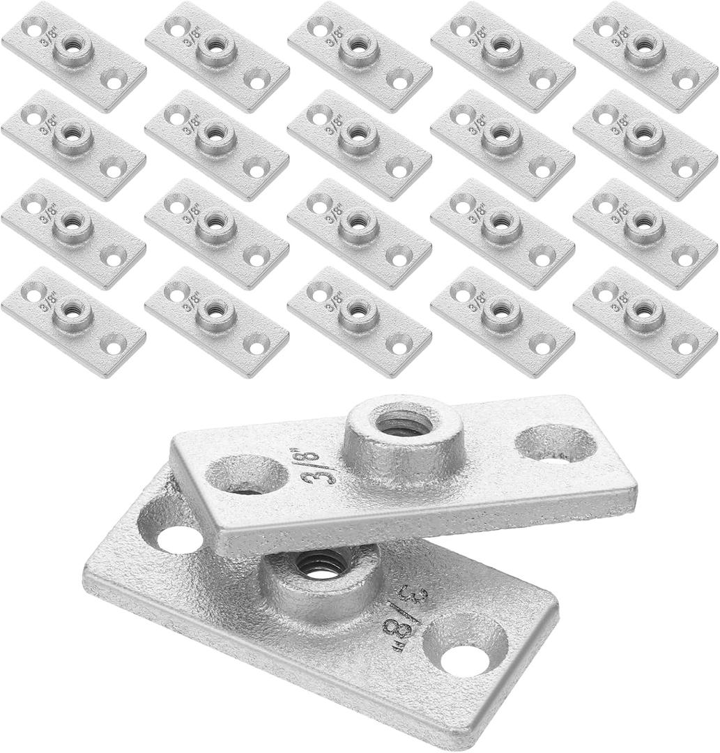 20 Pcs Ceiling Flange Hangers for 3/8" Threaded Rod Plate Ceiling Hangers Flanges Threaded Rod DIY Plumbing, Galvanized Ceiling Flange Hanger Plate Industrial Decor Project for Wall Mounting