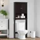 Spirich Over The Toilet Cabinet for Bathroom Storage, Above Toilet Storage Cabinet with Doors and Adjustable Shelves, Espresso, 24.8 Inches X 9 Inches X 66 Inches