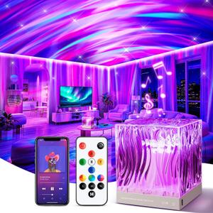 Northern Lights Projector White Noise Sound Machine for Sleep, 18-Color 15 White Noise Machine for Sleeping, Bluetooth Aurora Light Projector for Bedroom Aurora Projector,Shower Light Ambient Lighting (Pink)