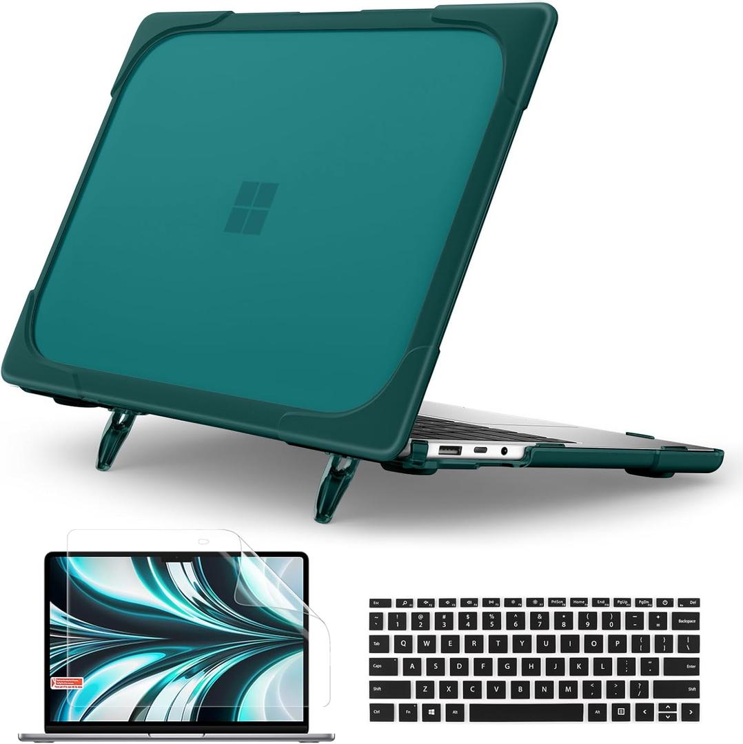 Batianda Heavy Duty Case for 15 Microsoft Surface Laptop 5 4 3rd 2022 2021 with Fold Kickstand and Keyboard Cover - Shockproof Protective Cover for Enhanced Durability and Comfortable,Teal
